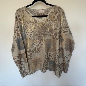 Marisma One Size Drop Shoulder Beige Pink Blue Metallic Gold Oversized Sweater